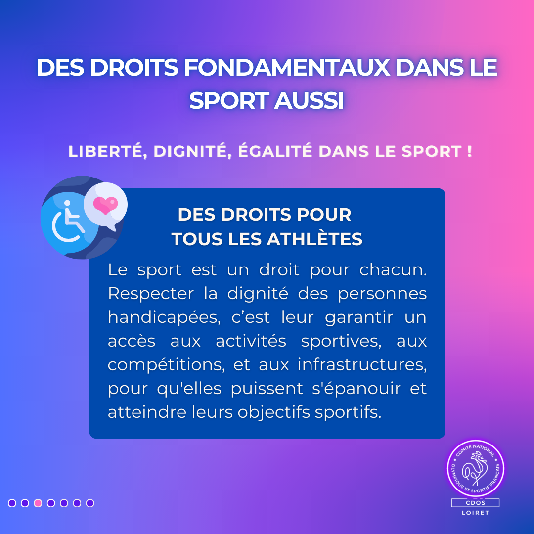 Droits pour tous les sportifs : liberté, dignité et égalité