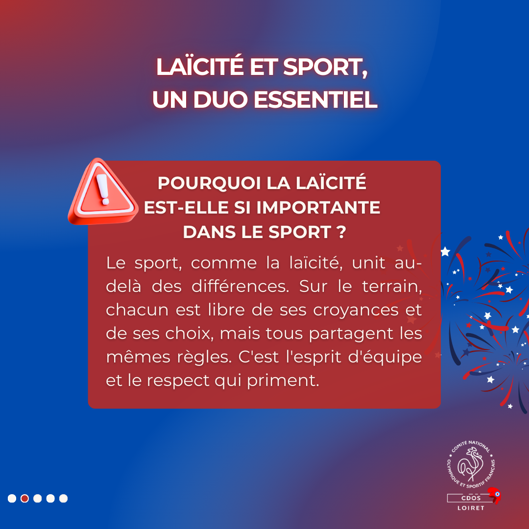 La laïcité, comme le sport, unit au-delà des différences en respectant les croyances de chacun, tout en prônant des règles communes et l'esprit d'équipe.