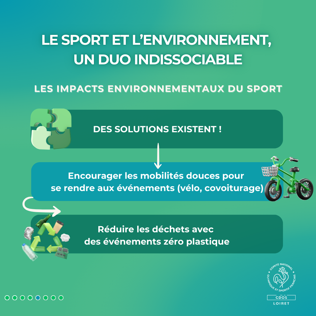 Des solutions existent pour réduire l’impact environnemental du sport, comme encourager les mobilités douces et organiser des événements zéro plastique.