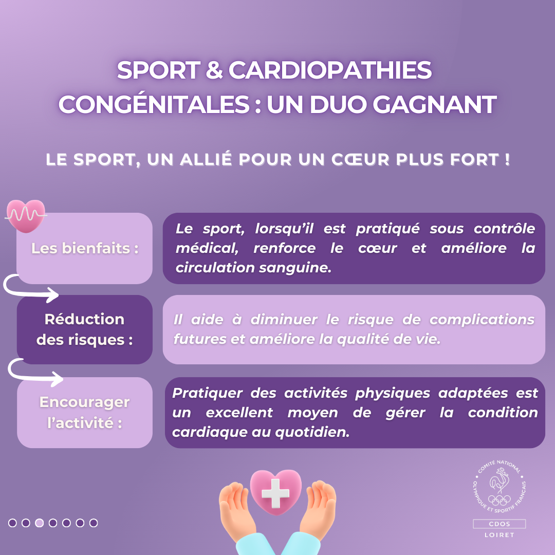 Le sport, pratiqué sous contrôle médical, peut renforcer le cœur et améliorer la circulation sanguine, réduisant ainsi les risques de complications.